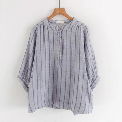 DIMANAF 2025 Нова літня сорочка великого розміру жіноча смугаста блузка з коротким рукавом топи футболки повсякденна вільна базова