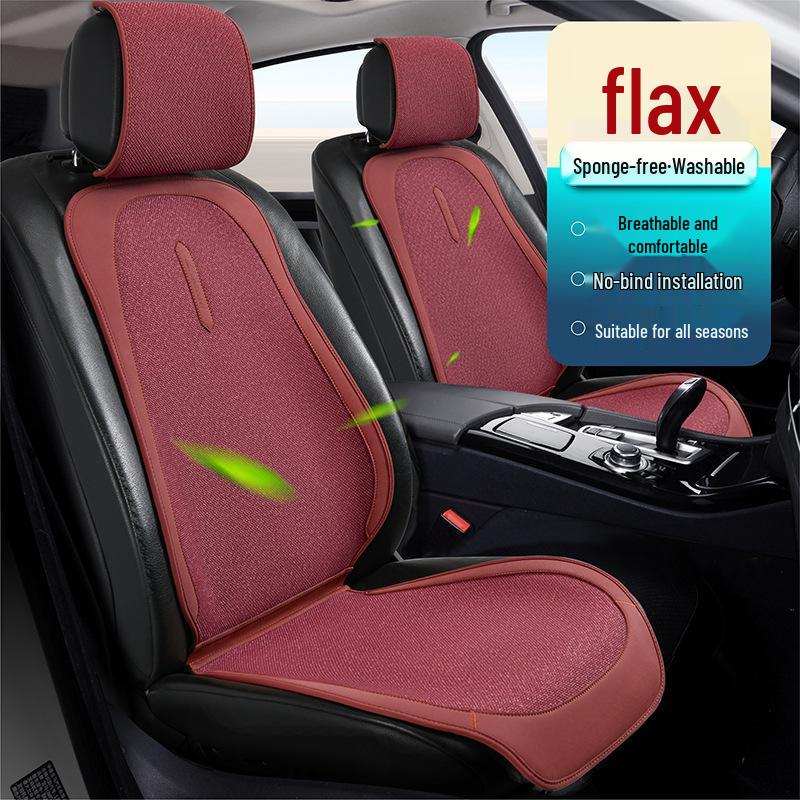 

Natural Linen Universal Car Seat Cushion, Non-Slip, Breathable, Durable, for All 5-Seater Cars, Suitable for All Seasons. Full Car 5 Seats вина червоного кольору