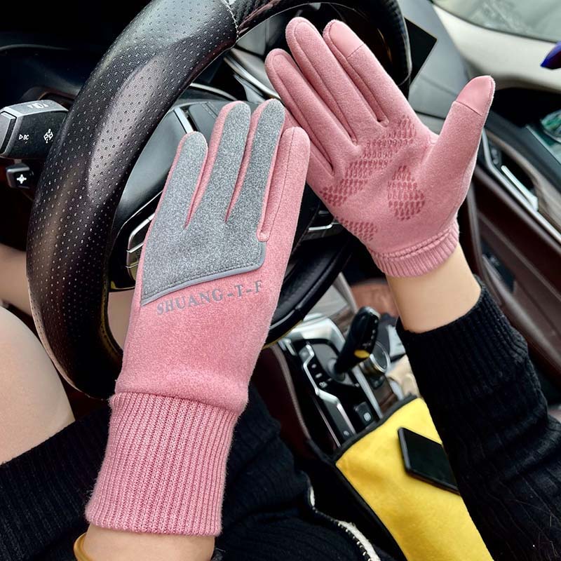 Mănuși pentru femei, iarnă, caldă și rezistentă la frig, plus catifea, îngroșată, anti-alunecare, mănuși sport din bumbac