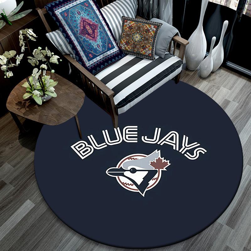 Toronto Blue Jays Round Area Rug,Carpet Rug for Living Room Bedroom Sofa Playroom Decor,Non-slip Floor Mat