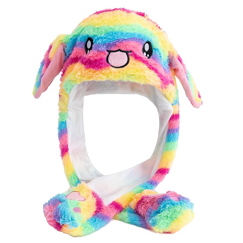 

Новый стиль Милая шапка с двигающимися ушками Женская Девичья Забавная шляпа Стиль кроличьих ушек Плюшевая Зимняя Прелестная шапка 55cm-60cm