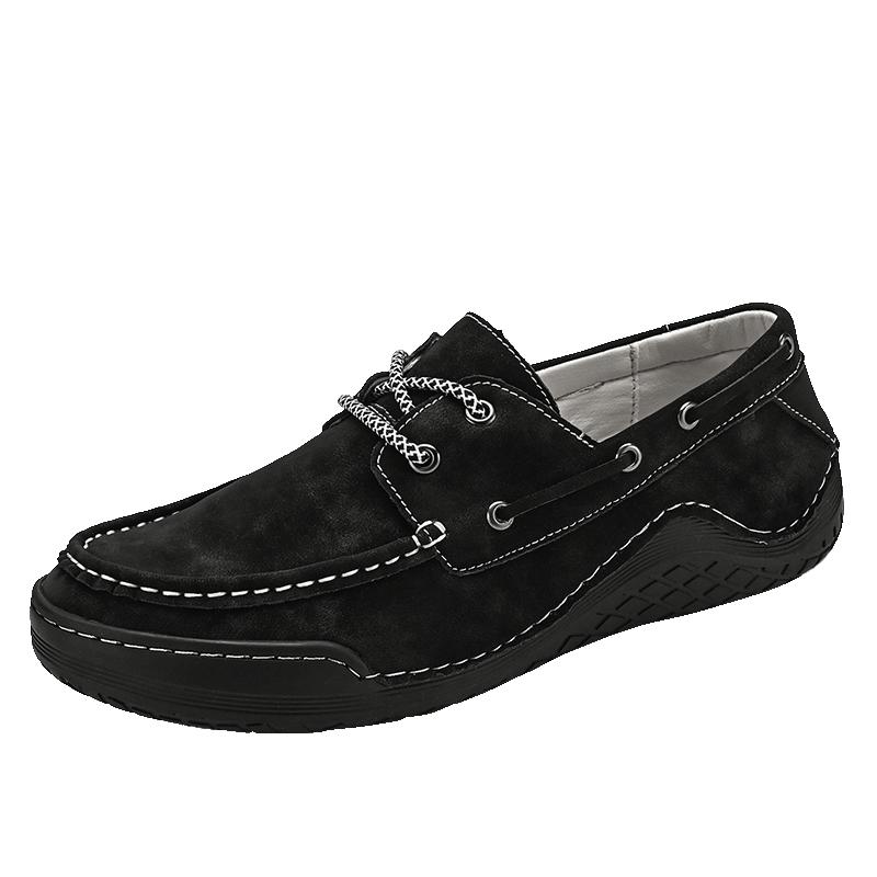Fashion Genuine Leather Handmade Shoes Casual Men Leather Luxury Brand Designer Classic Breathable Soft Platform Walking Outdoor Flat
