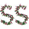 2 Pack Christmas Garland Decorations Clearence, 11Ft Holly Leaves with Red Berry Garland for Christmas Tree Staircase Mantle Indoor Outdoor Holiday