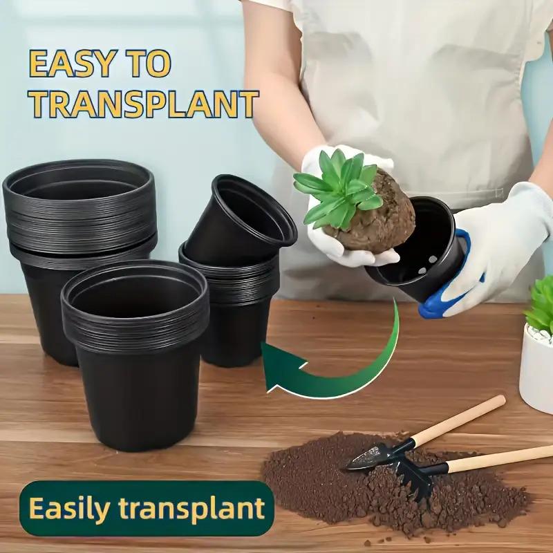 20pcs Large Soft Plant Seedling Pots For Promotes Growth Thickened Breathable Plastic Flower Nursery Pots Gardening Accessories