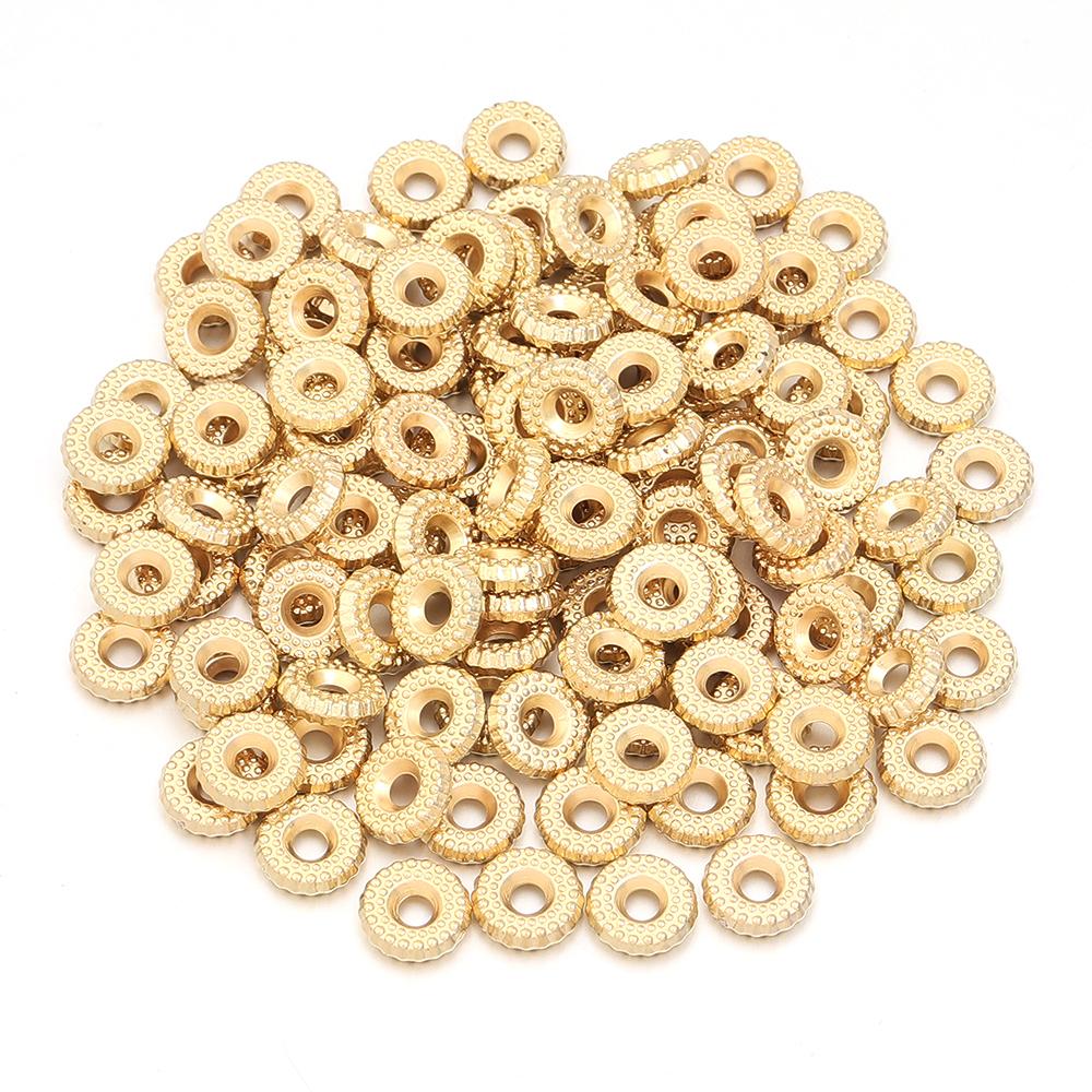 200pcs CCB Spacer Beads Flat Round Big Hole Loose Beads For Jewelry Making DIY Handmade Necklace Bracelet Accessories Findings