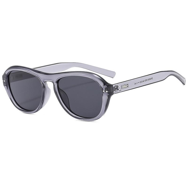 European and American retro babes oval flat glasses women's advanced sense big face thin blush sunglasses sun protection sunglasses men