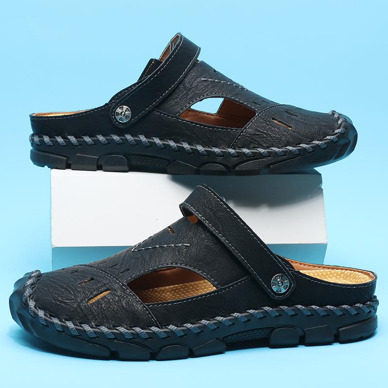 Men Retro Slippers Outdoor Summer Clogs Brown Hiking Sandals Black Beach Shoes Plus Size 46 47