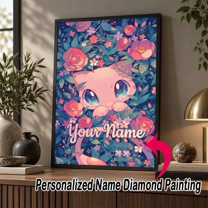 Personalized Mew Diamond Art Custom Name 5D Diamond Painting Full Drill DIY Craft