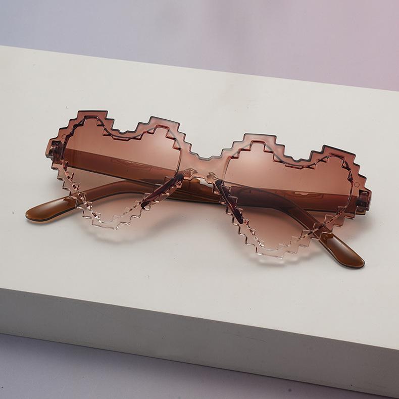 New love sunglasses mosaic glasses men's and women's candy color peach heart sunscreen sunglasses SUNGLASSES