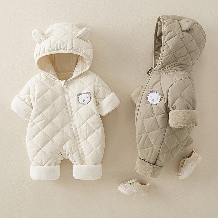 Winter-Outfit für Säuglinge und Kleinkinder, verdickte, mit Kapuze, Baumwolle gefütterte Jacke, Mantel, Neugeborene Jungen und Mädchen, Baby-Herbst- und Winteranzug