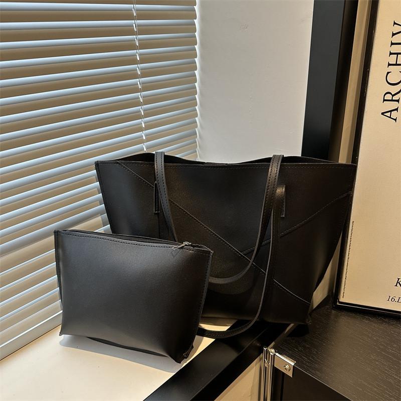 Chic Urban Minimalist Pu Tote Bag Featuring Spacious Dual Compartment Design For Everyday Use