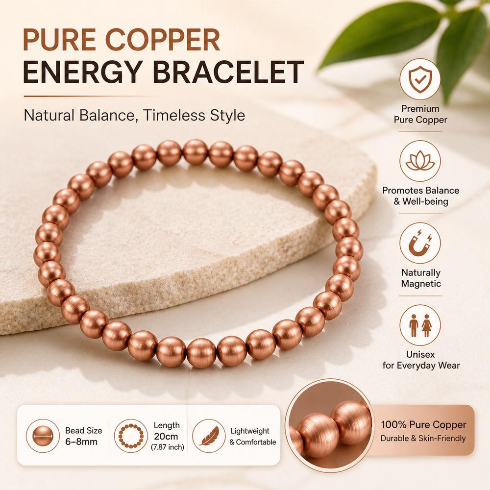 Pure Copper Pure Copper Bracelet Smooth Beads Beaded Bracelet Copper Bead Bracelet Women Men