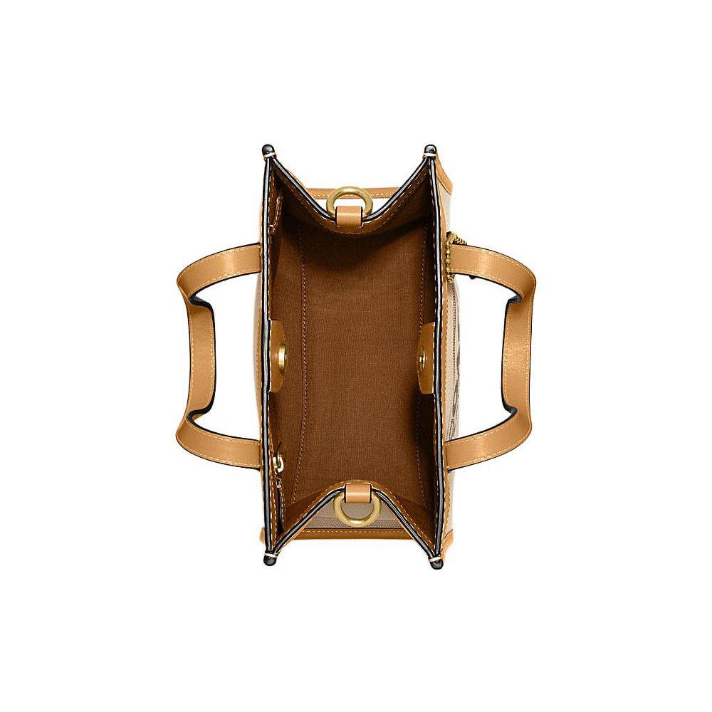 Coach Field 22 Logo Badge Quilted Snap Fabric And Leather Tote Bag Women Tote Bags Khaki CH740-B4VPJ