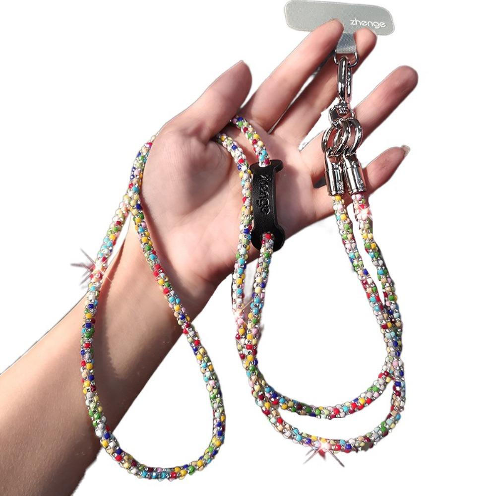 Long Style Glitter Rhinestone Phone Lanyard Hanging Cord Mobile Phone Chain Phone Case Accessories