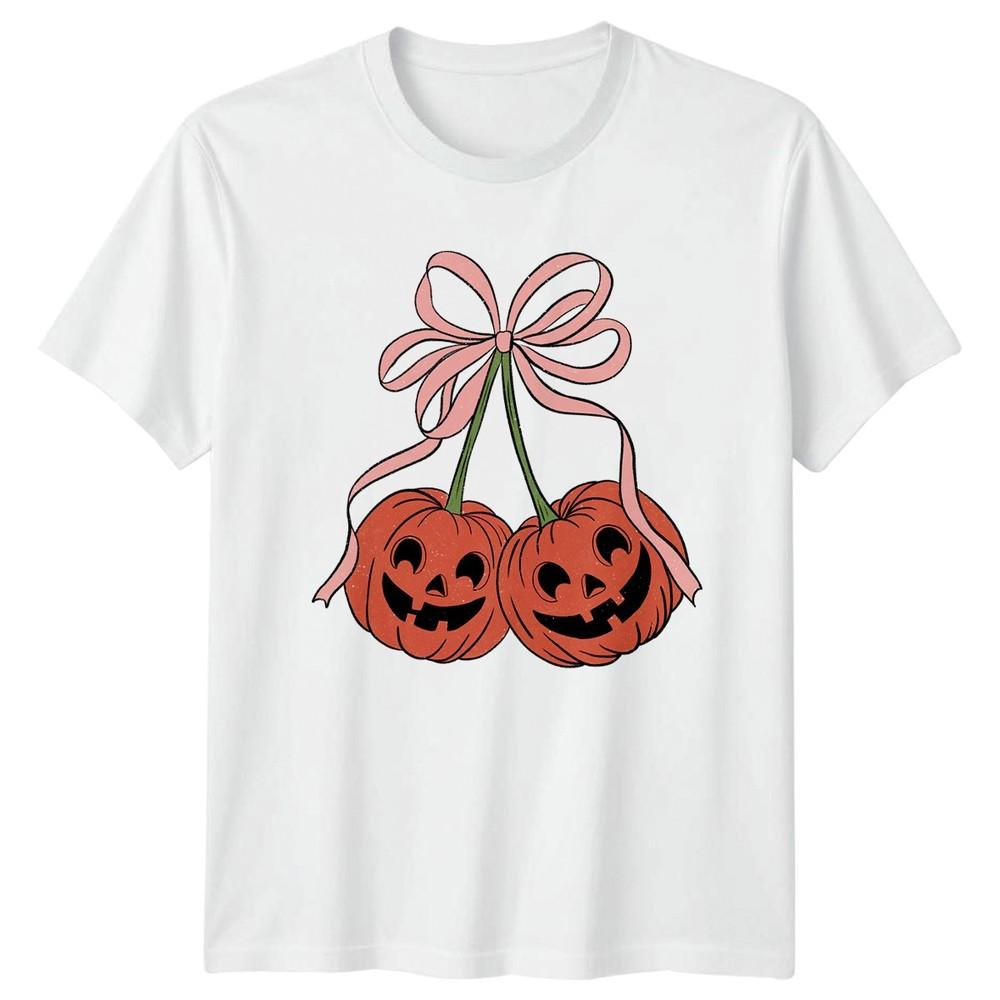 Retro Pumpkin Cherries Unisexs TShirt Coquette Halloween Gift For Her S