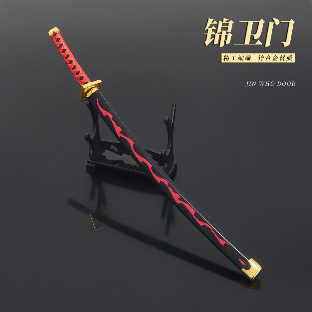 26cm Espada Ardiente Kinemon OP Una Hoja Katana Modelo Pieza Periférico Anime Adorno para el Hogar Decoración Juguete para Chico Niño Varón
