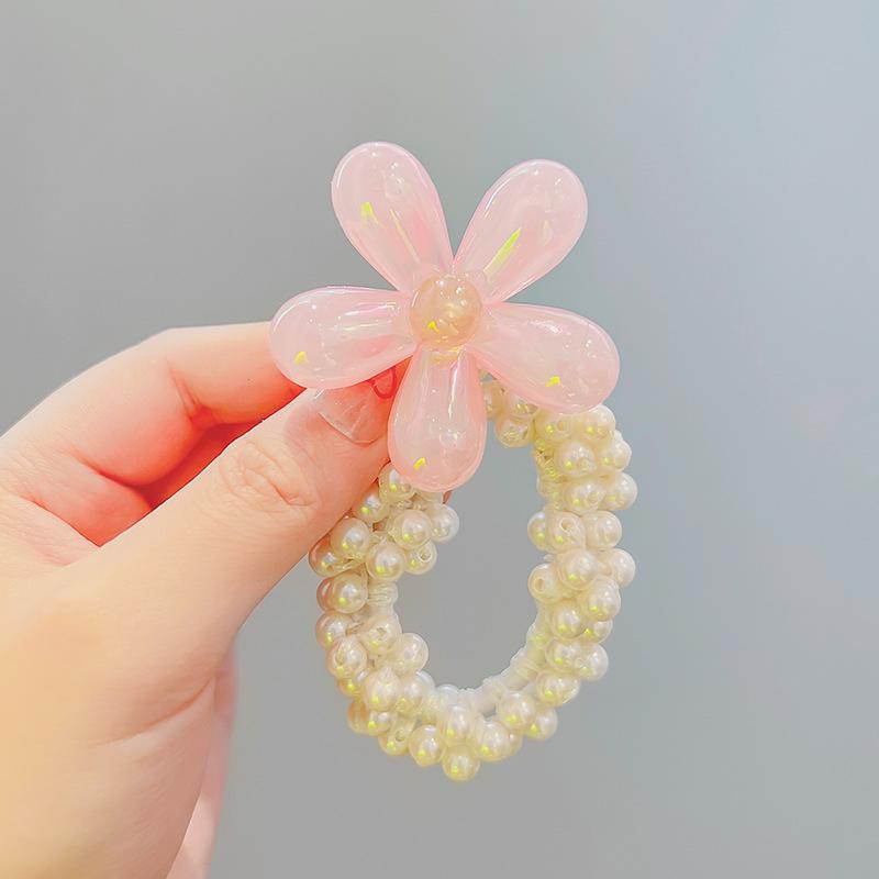 Princess Crown Pearl Hair Ties for Girls - Korean Style Bun and Ponytail Accessories