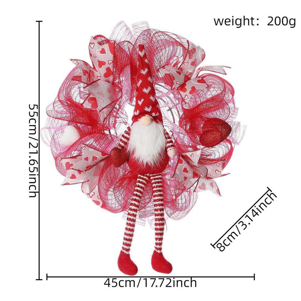 

Valentines Day Wreath 21.65 Inch Holiday Decoration Artificial Wreath Ornament for Couples Porch Mantel Wall Window Wedding Home червоний