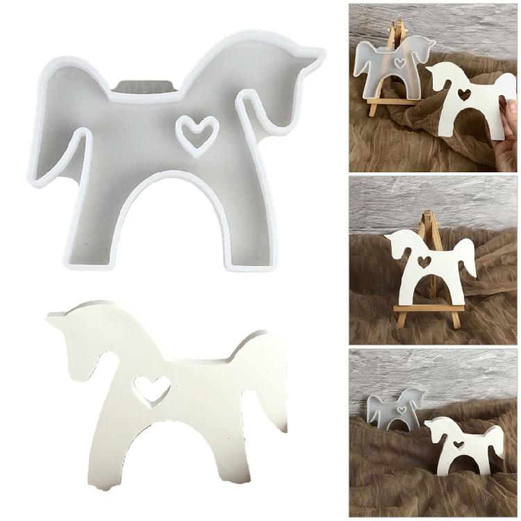 Sweet Mini Ponies Shape Silicone Mold Horse Hollowed Heart Figurine Mould For DIY Cement Statue And Resin Craft Projects