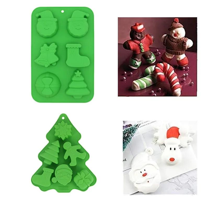 Christmas Silicone Baking Molds Food-Grade Tree Gingerbread Santa Shape Cake Chocolate Mousse Mould Non-Stick DIY Holiday Tools