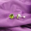 Round Heart Chakra Peridot Stone Sterling Silver Stud Post Boho Earrings Jewelry EE-150-1