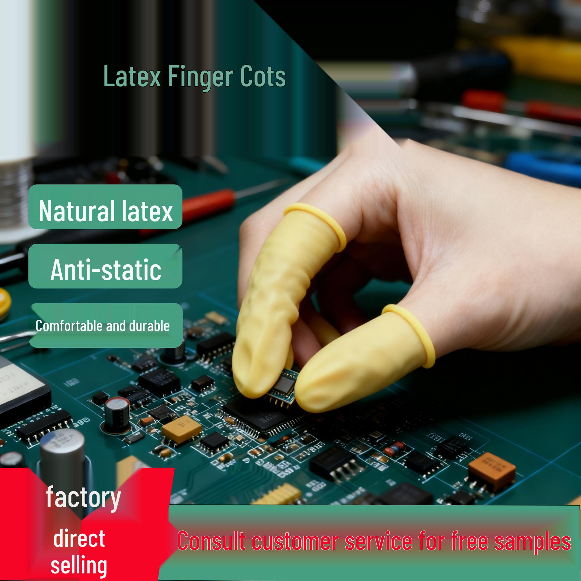 Anti-static Powder-free Latex Finger Cots - Durable, Non-slip, Disposable Gloves for Electronics. Latex Finger Cots M 500g/pack