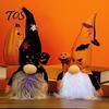 Halloween Plush Gnome Decorations Light Up Decoration, Spooky Orange Black Swedish Tomte Elf Figurine, Decorative Dolls for Fall Cute Glowing