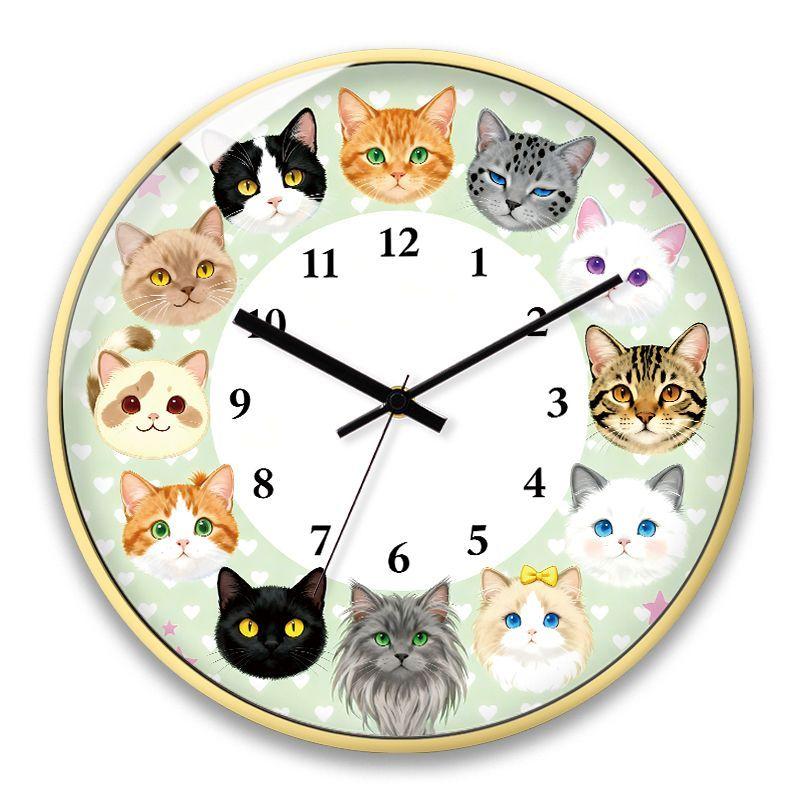 Children's Silent Cat Wall Clock Cartoon Clock Cute Creative Clock