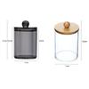 265AS14D Pack Qtip Dispenser Apothecary Jars Bathroom Jar 10 Oz Black Plastic Holder Storage Box for Cotton Ball, Swab Cotton