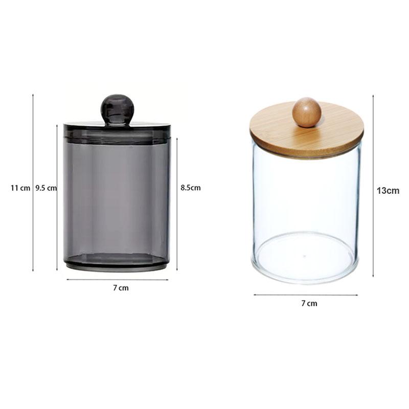 265AS14D Pack Qtip Dispenser Apothecary Jars Bathroom Jar 10 Oz Black Plastic Holder Storage Box for Cotton Ball, Swab Cotton