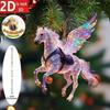 2D Acrylic Christmas Pendants Zodiac Horse Tree Hangings Car Rearview Mirror Pendant Charm Party New Year Decoration Ornaments