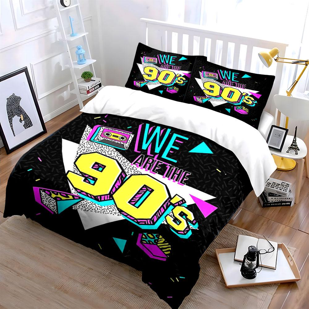 Cassette tapes and geometric shapes. Bedding sets Duvet cover sets Duvet covers Pillowcases(1 * Duvet Cover 2 * Pillowcases without duvet insert)