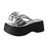 2025 Summer New Fairy Style Bow Gentle Platform Sandals Women Wear Fashionable Versatile One-word Cool Slippers