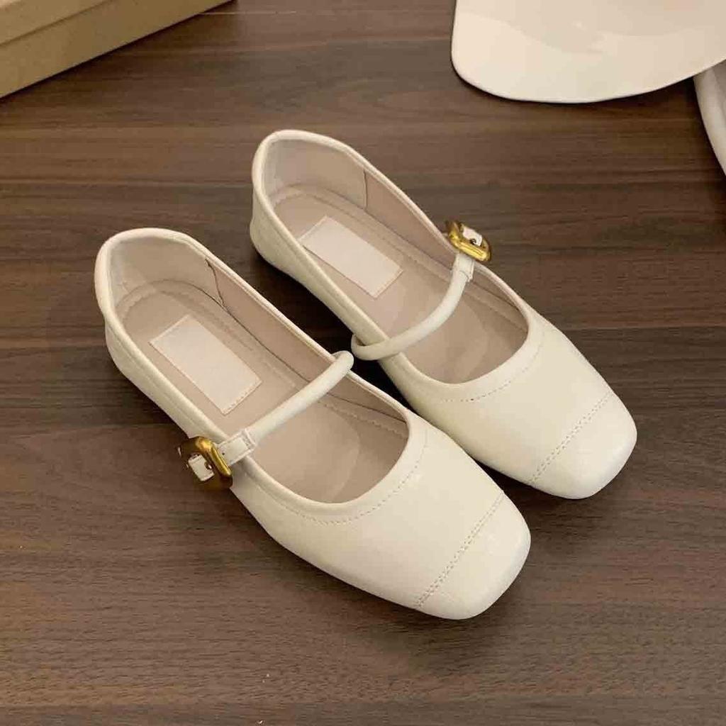 Silver Light Mouth Single Shoes Women's Spring and Autumn Casual Retro Small Leather Shoes Soft Flat Mary Jane Shoes