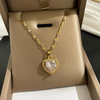 316L Stainless Steel Heart Necklace For Women Chain Pendant Necklace Cute Girl Bohemia Party Choker Jewelry Gifts