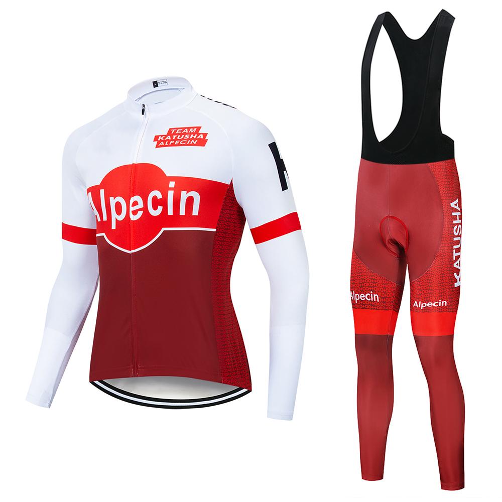 Alpecin Team Men's Cycling Jersey Long Sleeve Set MTB Bike Clothing Maillot Ropa Ciclismo Hombre Bicycle Wear 19D GEL Bib Pants