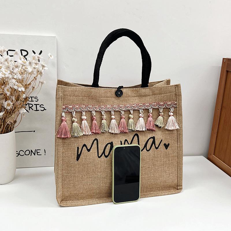Bag Women's 2025 New Large Capacity Women's Handbag Fashion Linen Su Printed Tote Bag