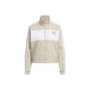 Striped Colorblock Sports Stand Collar Jacket Women's Beige