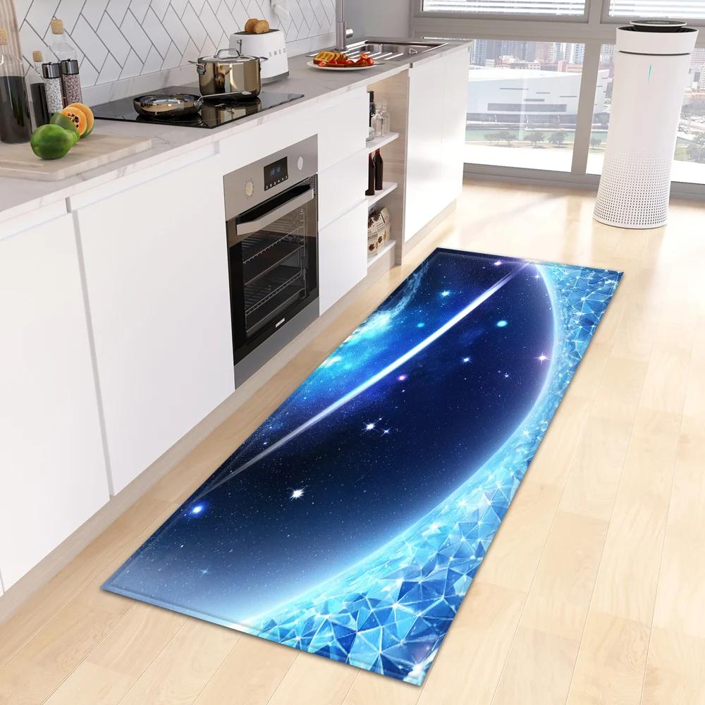 Starry Sky 3D Kitchen Rug Home Living Room Bedroom Balcony Floor Decor Carpet House Hallway Entrance Door Bath Non-Slip Foot Mat
