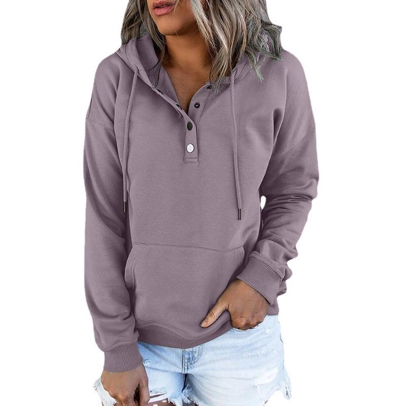 Women S Loose Casual Long Sleeve Hooded Sweatshirt For Autumn S фиолетовый