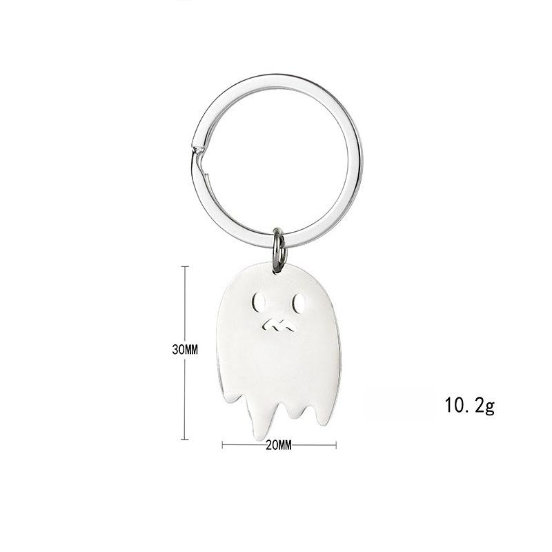 

Cute Ghost Stainless Steel Keychain Creative Cartoon Design Stylish Bag Pendant Practical Lightweight Daily Key Accessory
