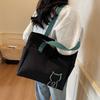 Multi-Pocket Nylon Tote Bag Embroidery Cat Nylon Shoulder Bag Lightweight Eco Bag  Outdoor