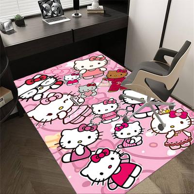 1PC Pink Cute Kitty Flannel Blanke Carpet Ultra Soft, Thick & Absorbent, Non Slip Machine Washable Mat for Entryway