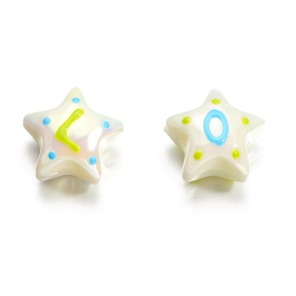 Acrylic Two-Color Gradient Hand-Painted Star Beads for DIY Jewelry and Phone Chains