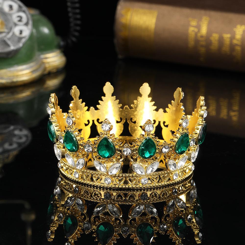 European and American Baroque Full Circle Crown Headwear Rhinestone Alloy Crown Hair Accessory