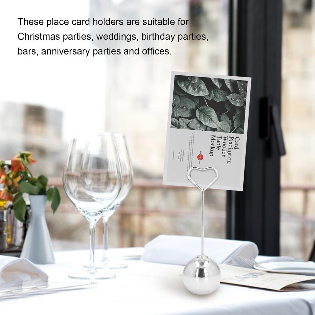 2Pcs Table Number Holder Heart Shaped Firm Stable Premium Metal Sturdy   Wide Application Place Card Holder