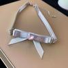 Bowknot Heart Leathers Rope O Style Choker DIY Diamonds Loves Pendant Necklace for Women Punk Aesthetic Y2K Necklace