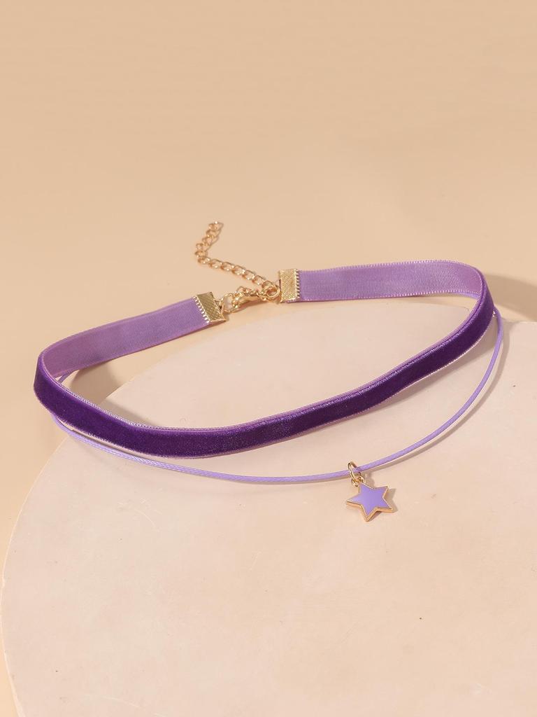 Korean Velvet Ribbon Star Clavicle Choker - Women’s Fashion Accessory