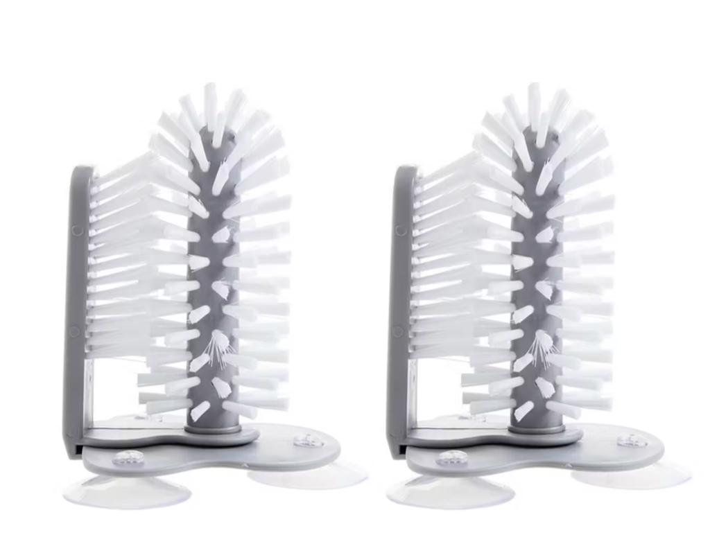 Dubbelsidig borstad frostat glasrengöringsborste, glasbordsrengörare med sugkopp, stående glasrengöringsborste,