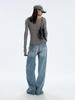 Starry Sky Shiny Wide-Leg Slimming High-Waisted Denim Pants for Women - Flaw-Concealing, Leg-Lengthening Straight Fit